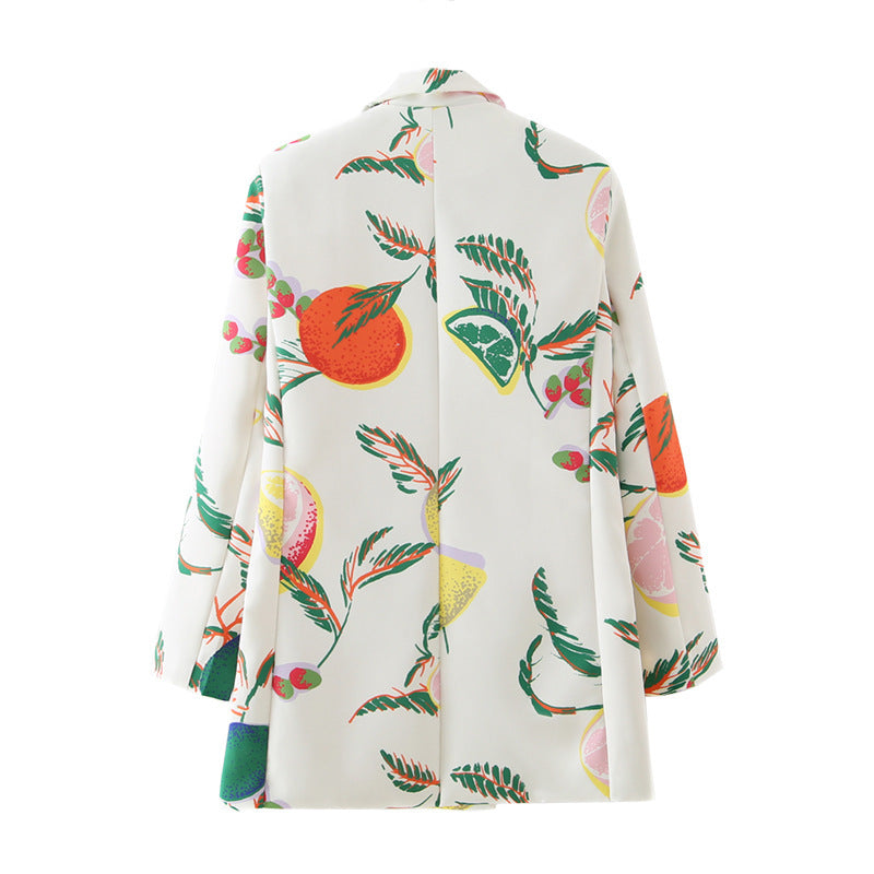European And American Women'S Autumn New Fruit Print Suit Jacket
