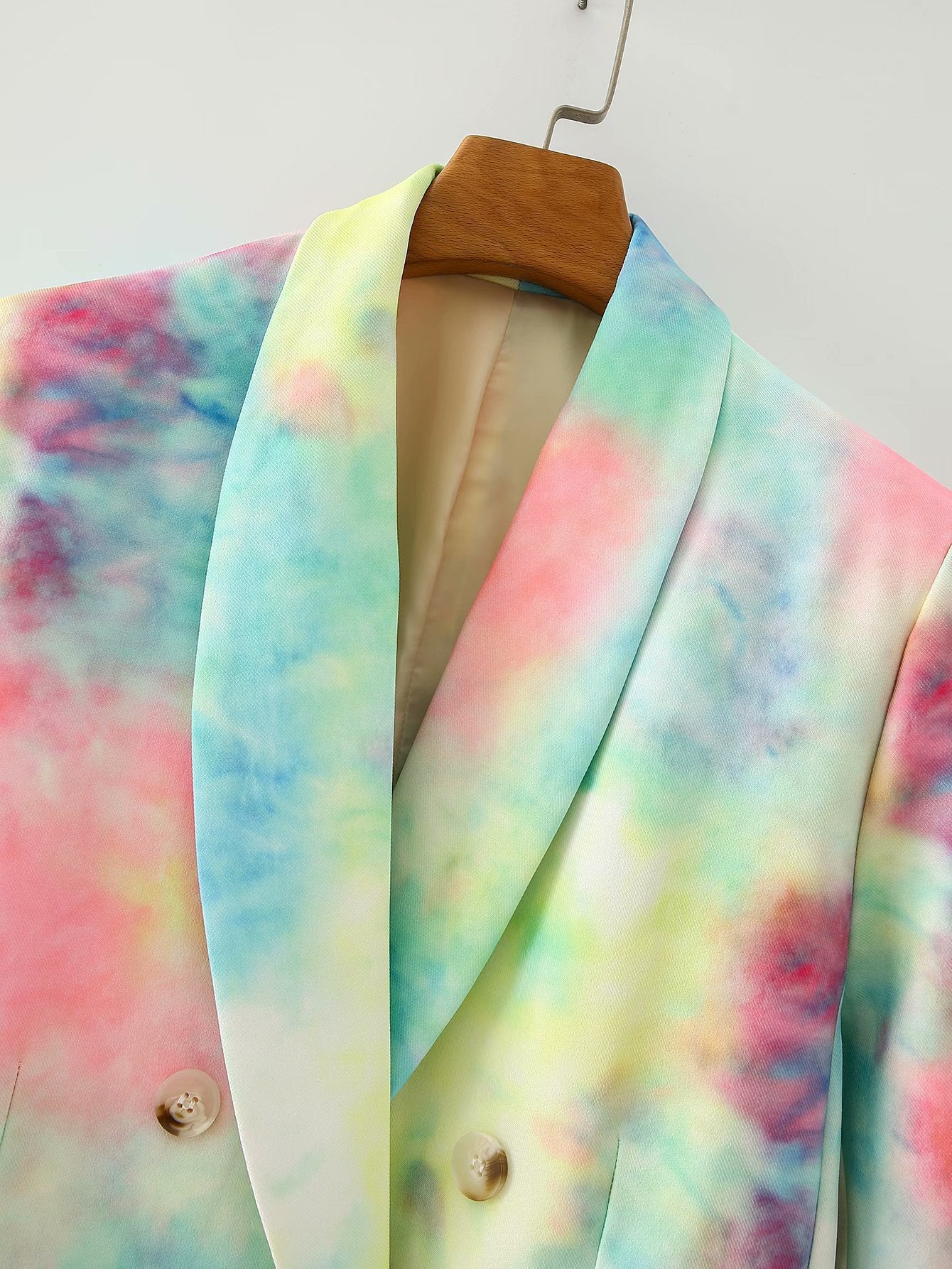 Colorful Tie-Dye Suit Fashion Casual Loose Double-Breasted Suit Jcket