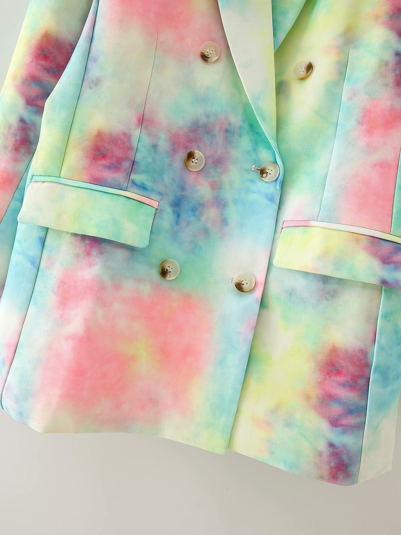 Colorful Tie-Dye Suit Fashion Casual Loose Double-Breasted Suit Jcket