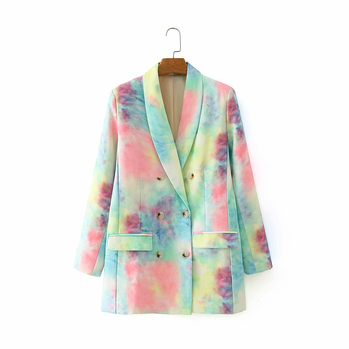 Colorful Tie-Dye Suit Fashion Casual Loose Double-Breasted Suit Jcket