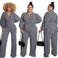 Puff Sleeve Women's Printed Jumpsuit Loose