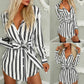 Women's Shirt Dress Lapel Dress A Line Skirt Belt