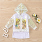 Veste à capuche en organza transparent et jupe à imprimé dessin animé