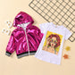 Veste à capuche en organza transparent et jupe à imprimé dessin animé