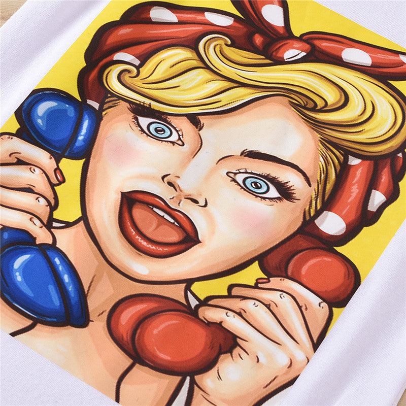 Veste à capuche en organza transparent et jupe à imprimé dessin animé
