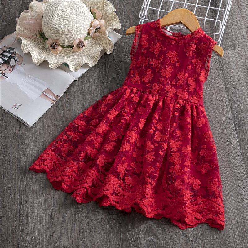 Robe décontractée en maille brodée en forme de feuille de lotus à manches courtes, couleur unie