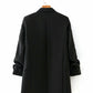 Summer Women's New Style European And American Style Solid Color Cuff Pleated Unbuttoned Suit Jacket