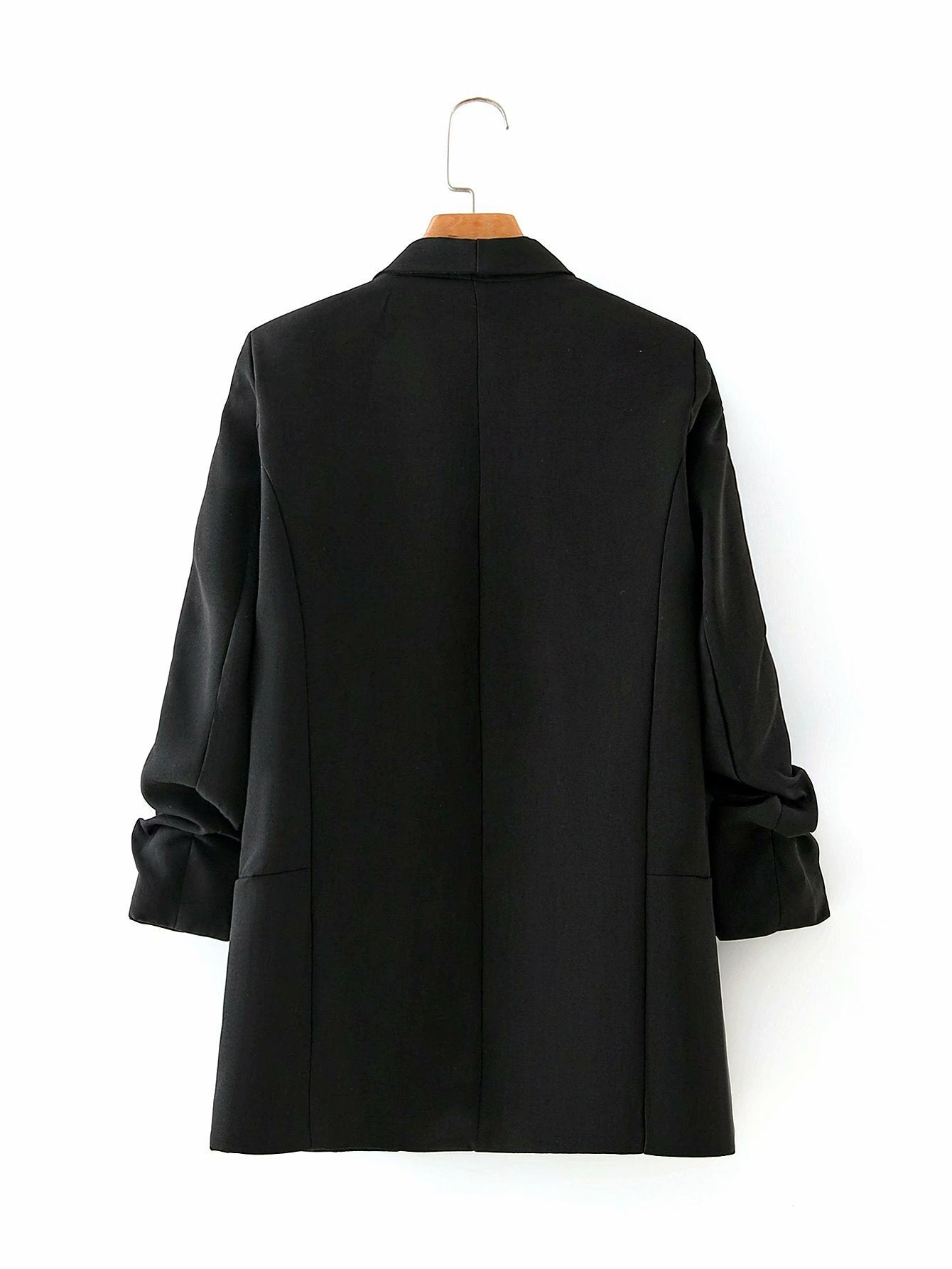 Summer Women's New Style European And American Style Solid Color Cuff Pleated Unbuttoned Suit Jacket