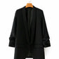 Summer Women's New Style European And American Style Solid Color Cuff Pleated Unbuttoned Suit Jacket