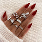 European And American Cross-Border New Metal Joint Ring Creative Personality Snake-Shaped Rose Chain Ring 6-Piece Set