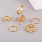 European And American Cross-Border New Metal Joint Ring Creative Personality Snake-Shaped Rose Chain Ring 6-Piece Set