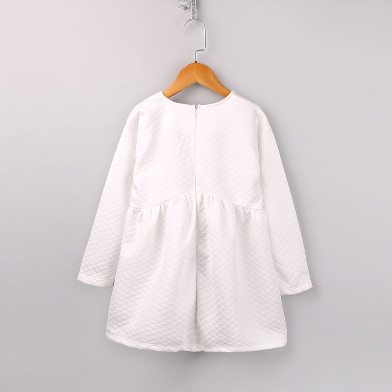 Robe à manches longues style coréen pour filles, blanche et pure, en dentelle et nœud papillon