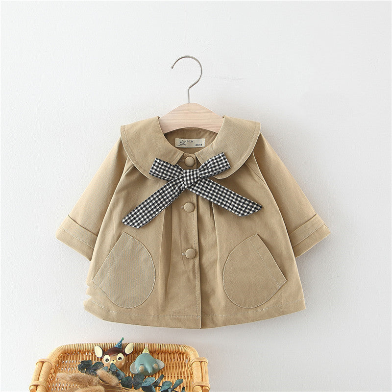 Veste à carreaux unie avec nœud papillon pour fille et femme