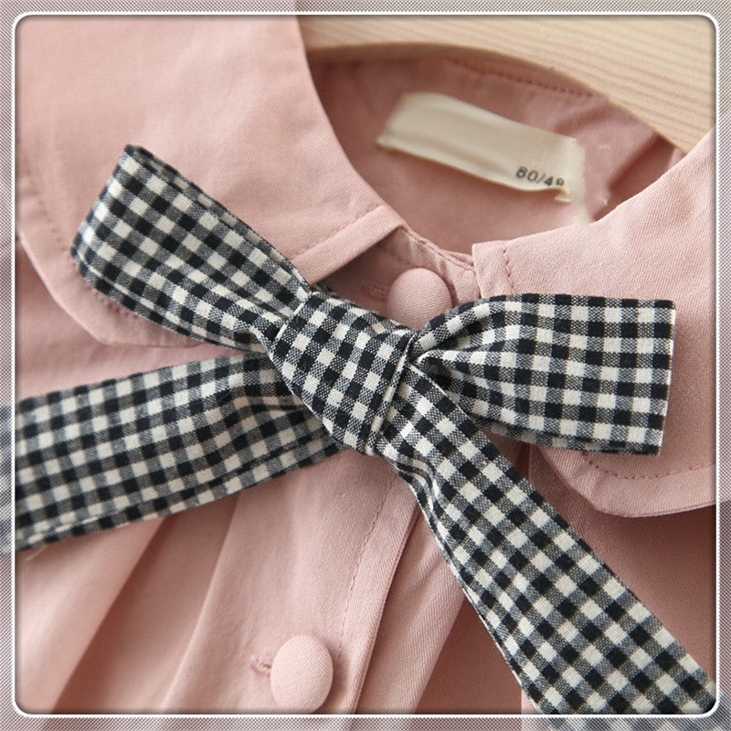 Veste à carreaux unie avec nœud papillon pour fille et femme