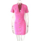 High Waist Skirt V-neck Rivet Button Hip Dress