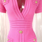 High Waist Skirt V-neck Rivet Button Hip Dress