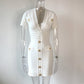 Robe courte blanche moulante taille haute, style décontracté, manches courtes, tricotée, sac d'été, jupe hanche