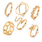 European And American Cross-Border New Metal Joint Ring Creative Personality Snake-Shaped Rose Chain Ring 6-Piece Set