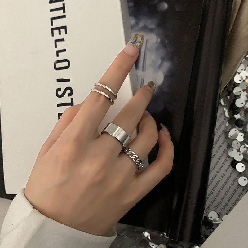 European And American Cross-Border New Metal Joint Ring Creative Personality Snake-Shaped Rose Chain Ring 6-Piece Set