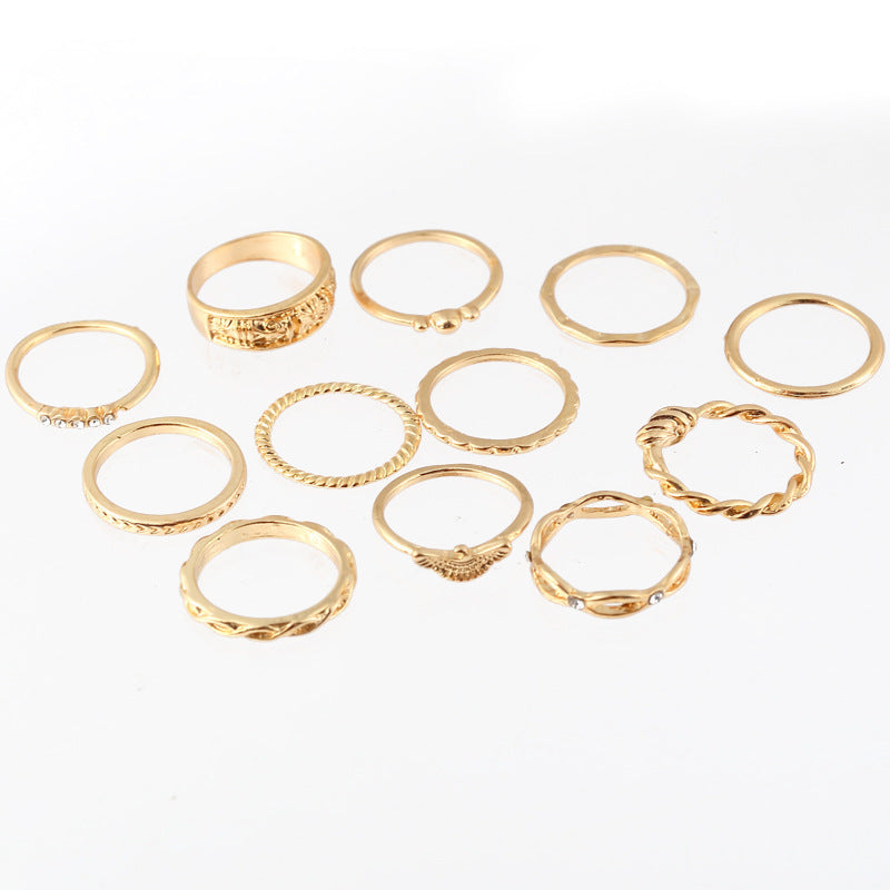 European And American Cross-Border New Metal Joint Ring Creative Personality Snake-Shaped Rose Chain Ring 6-Piece Set