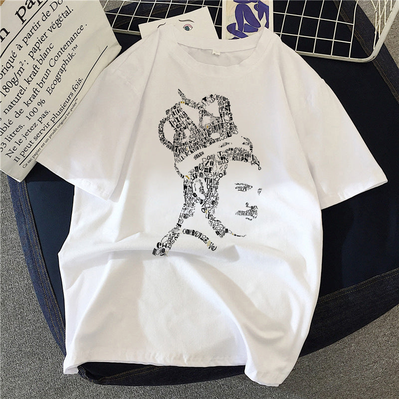 Musical Rock Singer Print Crew Neck T-shirt