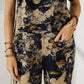 Vintage Butterfly Print Button Pocket Jumpsuit