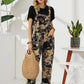 Vintage Butterfly Print Button Pocket Jumpsuit