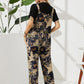Vintage Butterfly Print Button Pocket Jumpsuit