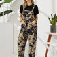 Vintage Butterfly Print Button Pocket Jumpsuit