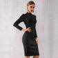 Nouvelle robe bandage tendance européenne et américaine, robe de soirée à manches longues et taille haute pour femme