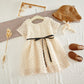 Girls French Puff Sleeve Dot Princess Dress