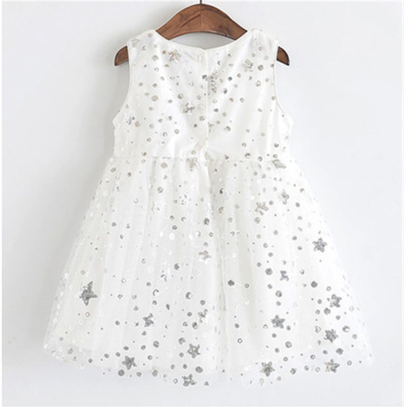 Girls French Puff Sleeve Dot Princess Dress