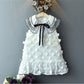 Girls French Puff Sleeve Dot Princess Dress