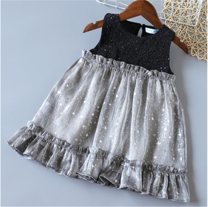 Girls French Puff Sleeve Dot Princess Dress