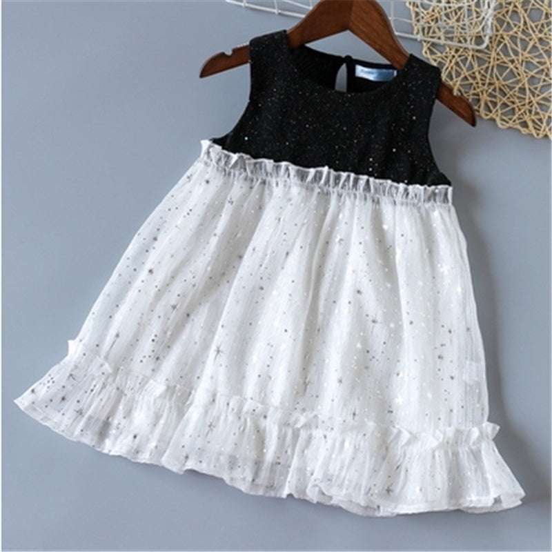 Girls French Puff Sleeve Dot Princess Dress