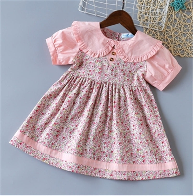 Girls French Puff Sleeve Dot Princess Dress