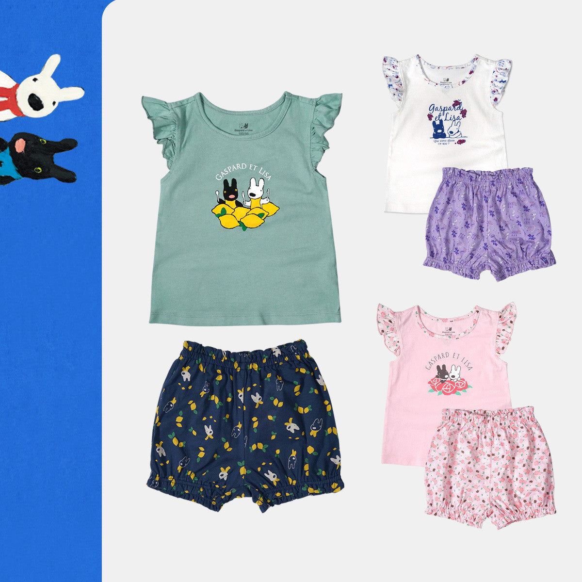 Ensemble deux pièces en coton à manches courtes et pantalon pour bébé fille Casper et Lisa, en prévente