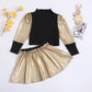 Ensemble jupe courte en cuir PU pour fille