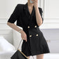 Suit Collar Chic Double-Breasted Back Hollow