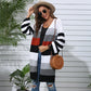 Long Striped Stitching Contrast Sweater Cardigan
