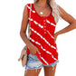 Women's Casual Round Neck Diagonal Stripe Neckline Button Sleeveless T Shirt Vest