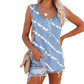 Women's Casual Round Neck Diagonal Stripe Neckline Button Sleeveless T Shirt Vest