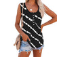 Women's Casual Round Neck Diagonal Stripe Neckline Button Sleeveless T Shirt Vest