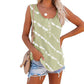 Women's Casual Round Neck Diagonal Stripe Neckline Button Sleeveless T Shirt Vest