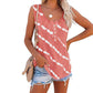 Women's Casual Round Neck Diagonal Stripe Neckline Button Sleeveless T Shirt Vest