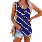 Women's Casual Round Neck Diagonal Stripe Neckline Button Sleeveless T Shirt Vest