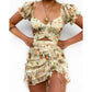 Robe d'été à manches bouffantes et cordon de serrage pour femme