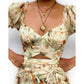 Robe d'été à manches bouffantes et cordon de serrage pour femme