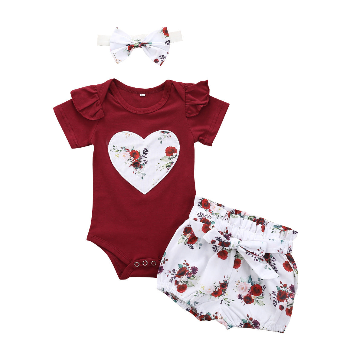 Completo Ricamato A Manica Corta Per Bambina