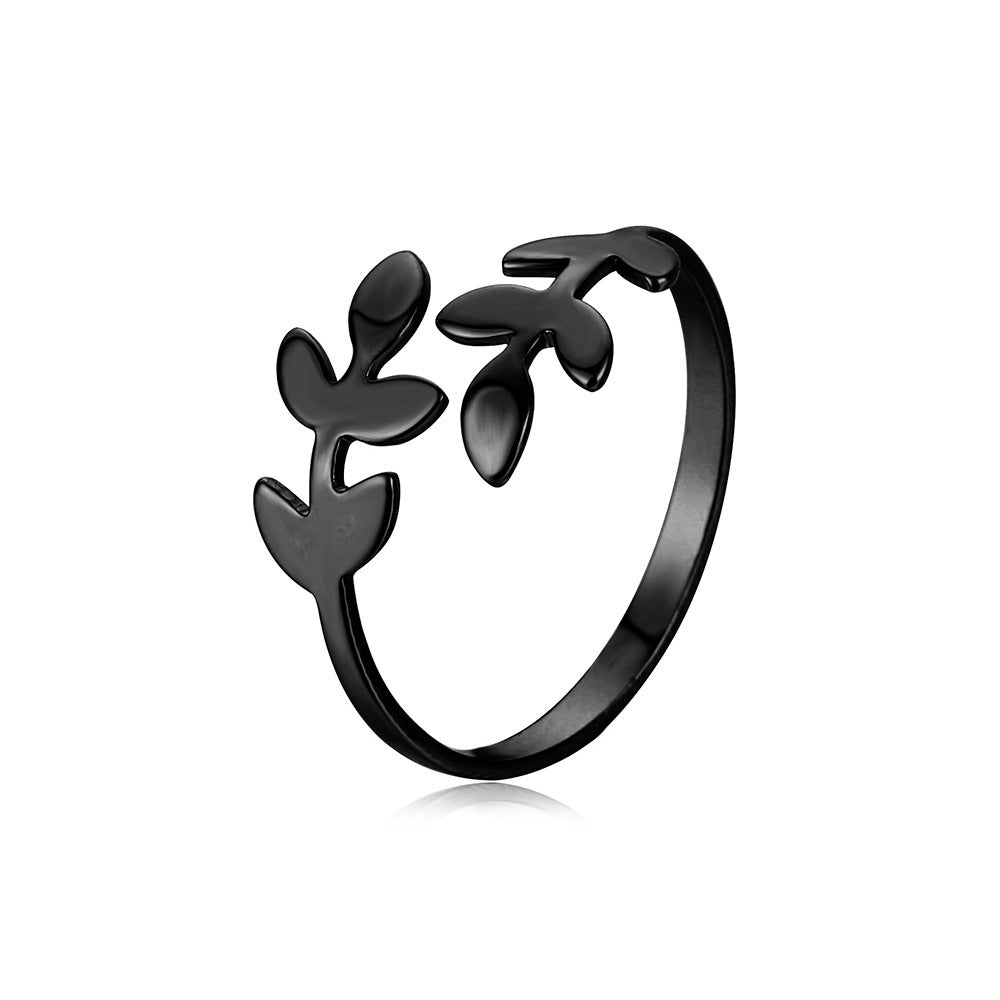 Korean Jewelry Industry Fashion Simple Olive Branch Leaf Female Finger Ring Ring Jewelry  Ring